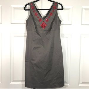 BODEN Gray Coral Beaded Sheath Dress - damaged